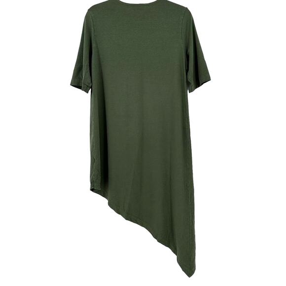 bryn Walker Green Asymmetrical Short Sleeve Tee Dress - Picture 3 of 8